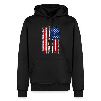 États-Unis drapeau américain Échecs - Sweat à capuche Premium bio Homme - noir - Devant - Nico (187cm)