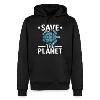 Tortue Protection de l’environnement Planète Océan Faune Lac - Sweat à capuche Premium bio Homme - noir - Devant - Nico (187cm)