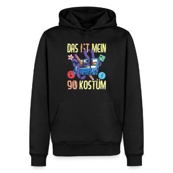 90er Jahre Outfit Party 90's Mottoparty Neunziger - Männer Premium Bio Hoodie - Schwarz - Vorne - Nico (187cm)