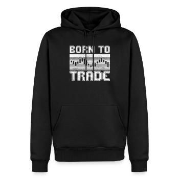 Trading - Männer Premium Bio Hoodie - Schwarz - Vorne - Nico (187cm)