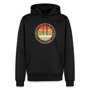 Harald Der Mann Der Mythos Die Legende - Männer Premium Bio Hoodie - Schwarz - Vorne - Nico (187cm)