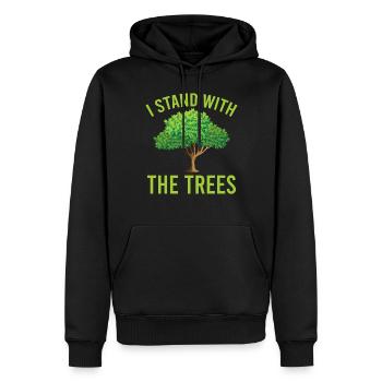 Changement climatique Je me tiens avec les arbres Jour de la Terre - Sweat à capuche Premium bio Homme - noir - Devant - Nico (187cm)