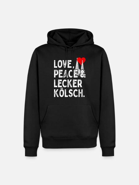 Love Peace Lecker Kölsch Köln Karneval Kölner Dom - Männer Premium Bio Hoodie - Schwarz