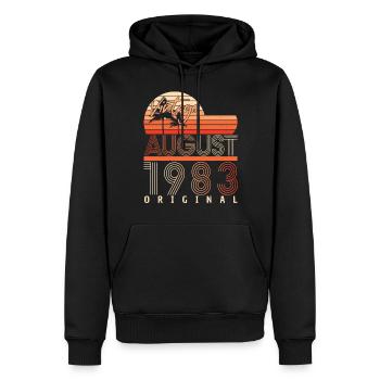 Vœux d’anniversaire pour août 1983 - Sweat à capuche Premium bio Homme - noir - Devant - Nico (187cm)