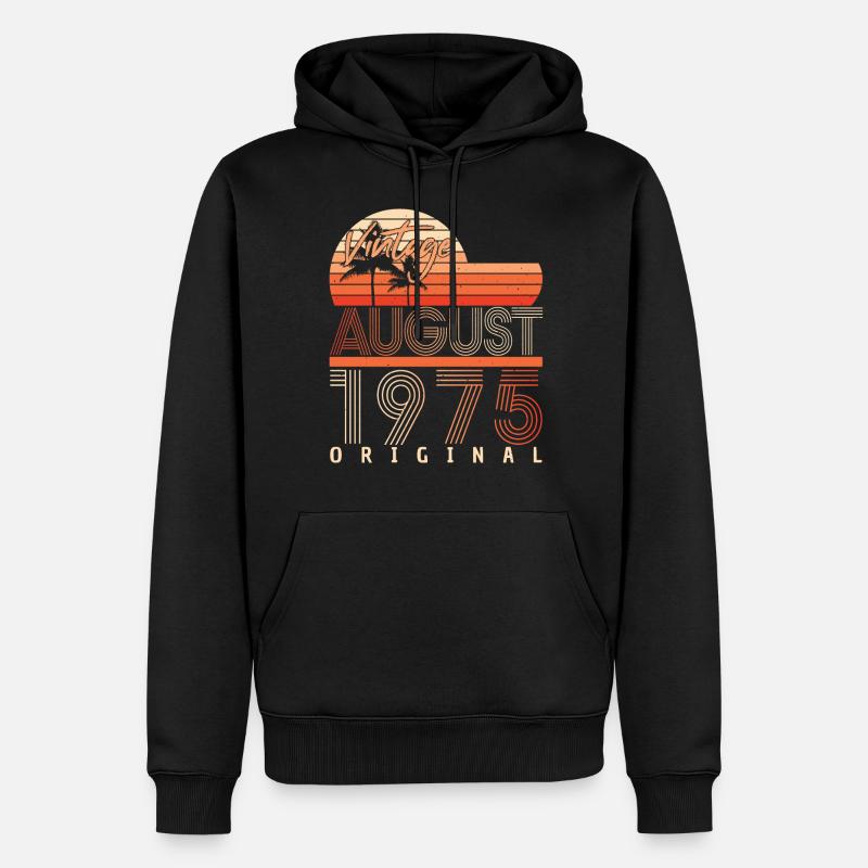 Rétro 1975 Août - Sweat à capuche Premium bio Homme - noir