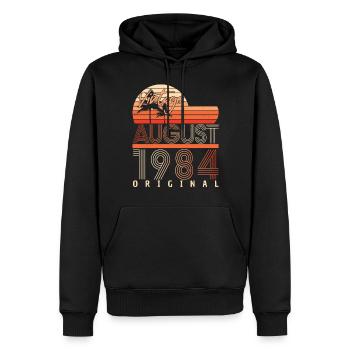 Salutations d’anniversaire pour août 1984 - Sweat à capuche Premium bio Homme - noir - Devant - Nico (187cm)