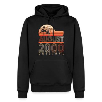 Mois de naissance Août 2000 - Sweat à capuche Premium bio Homme - noir - Devant - Nico (187cm)