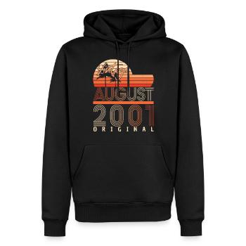Mois de naissance Août 2001 - Sweat à capuche Premium bio Homme - noir - Devant - Nico (187cm)