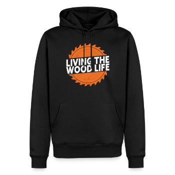 Das Holz Leben Holzhauer Holzarbeit Holzarbeiter - Männer Premium Bio Hoodie - Schwarz - Vorne - Nico (187cm)