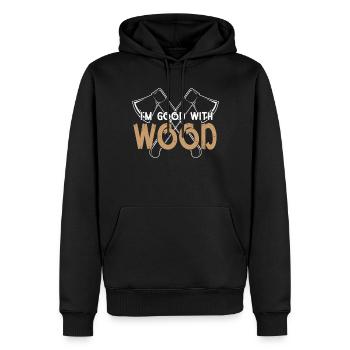 Ich Bin Gut Mit Holz Holzarbeit Holzarbeiter - Männer Premium Bio Hoodie - Schwarz - Vorne - Nico (187cm)
