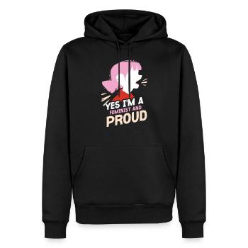 Oui, je suis féministe et fière des femmes - Sweat à capuche Premium bio Homme - noir - Devant - Nico (187cm)