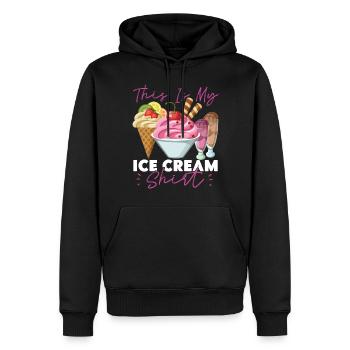 Cornet de crème glacée C’est ma glace - Sweat à capuche Premium bio Homme - noir - Devant - Nico (187cm)