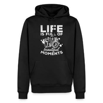 La vie photographique est pleine de beaux moments - - Sweat à capuche Premium bio Homme - noir - Devant - Nico (187cm)
