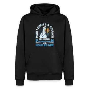 Fischbrötchen Möwe Norddeutsch - Männer Premium Bio Hoodie - Schwarz - Vorne - Nico (187cm)