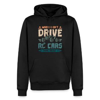 When I dont drive rc cars I think about it - Männer Premium Bio Hoodie - Schwarz - Vorne - Nico (187cm)