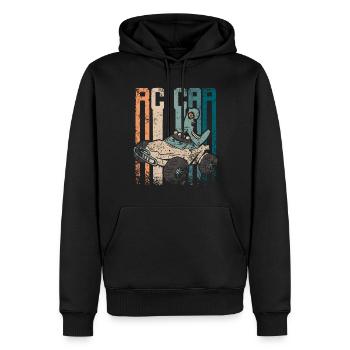 Rétro Vintage Rc voiture de course - Sweat à capuche Premium bio Homme - noir - Devant - Nico (187cm)