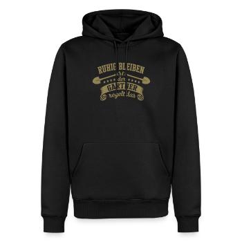 Ruhig bleiben der Gärtner regelt das - Männer Premium Bio Hoodie - Schwarz - Vorne - Nico (187cm)