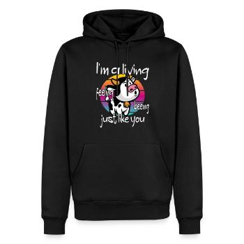 Vache végétalienne végétalienne - Sweat à capuche Premium bio Homme - noir - Devant - Nico (187cm)