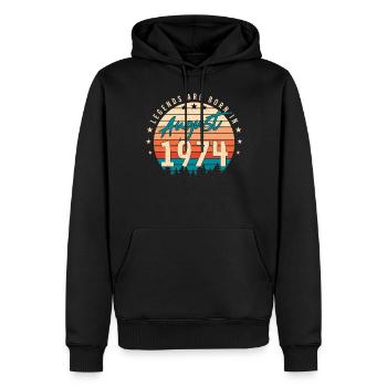 1974 In August birthday greeting - Men’s Premium Organic Hoodie - black - Front - Nico (187cm)