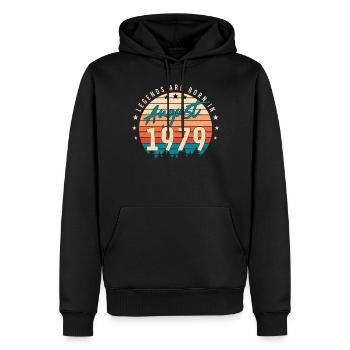 Baujahr August 1979 - Männer Premium Bio Hoodie - Schwarz - Vorne - Nico (187cm)