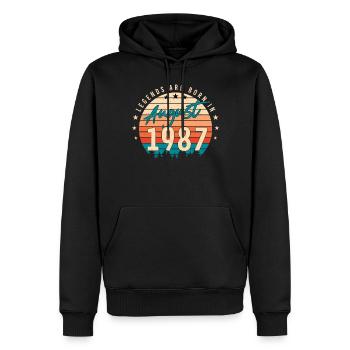 Geboren 1987 Im August - Männer Premium Bio Hoodie - Schwarz - Vorne - Nico (187cm)