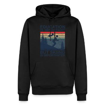 L’éducation est importante, mais le ski est plus important - Sweat à capuche Premium bio Homme - noir - Devant - Nico (187cm)