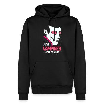 Seuls les vampires travaillent le jour en disant la nuit - Sweat à capuche Premium bio Homme - noir - Devant - Nico (187cm)