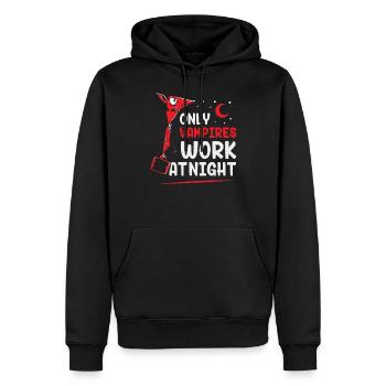 Seuls les vampires travaillent la nuit en disant quart de jour - Sweat à capuche Premium bio Homme - noir - Devant - Nico (187cm)