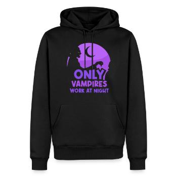 Only vampires work at night sayings day shift - Men’s Premium Organic Hoodie - black - Front - Nico (187cm)