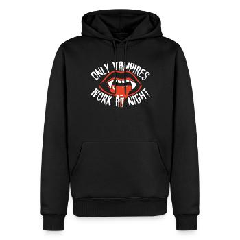 Seuls les vampires travaillent la nuit en disant quart de jour - Sweat à capuche Premium bio Homme - noir - Devant - Nico (187cm)