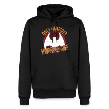 Only vampires work day shift sayings at night - Men’s Premium Organic Hoodie - black - Front - Nico (187cm)