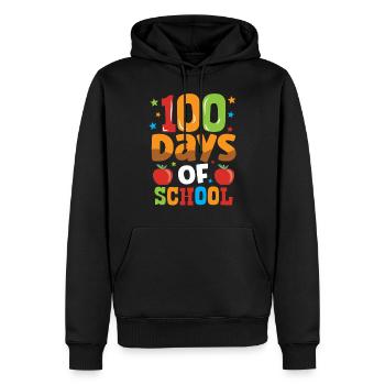 100 jours d’école Drôle d’équipe Dictons doux - Sweat à capuche Premium bio Homme - noir - Devant - Nico (187cm)