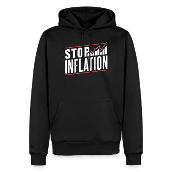 Stop Inflation Stagflation Money Printing Humour - Sweat à capuche Premium bio Homme - noir - Devant - Nico (187cm)