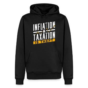 L’inflation et les impôts sont des vols d’humour stagflation - Sweat à capuche Premium bio Homme - noir - Devant - Nico (187cm)