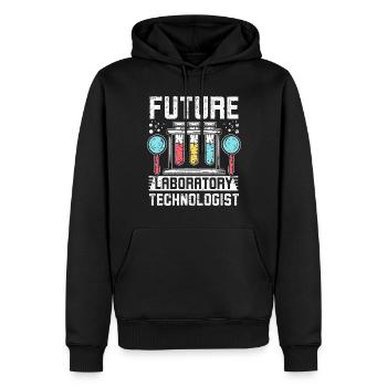 Futur technologue de laboratoire - Sweat à capuche Premium bio Homme - noir - Devant - Nico (187cm)