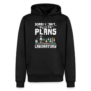 Sorry I cant I Have plans in the laboratory - Männer Premium Bio Hoodie - Schwarz - Vorne - Nico (187cm)