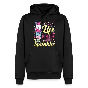 Ice Cream Cone Sundae Life Is - Männer Premium Bio Hoodie - Schwarz - Vorne - Nico (187cm)