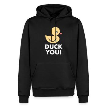Duck You Enten Wortspiel Sarkasmus Gelbe Ente - Männer Premium Bio Hoodie - Schwarz - Vorne - Nico (187cm)