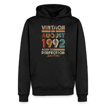 Vintage Aged To Perfection August 1992 - Men’s Premium Organic Hoodie - black - Front - Nico (187cm)