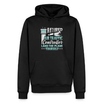 Airport tower design n retired air traffic controllers - Men’s Premium Organic Hoodie - black - Front - Nico (187cm)