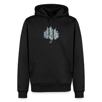 Pfau I Pfauenauge Peacock Motiv mit Pfauenfeder - Männer Premium Bio Hoodie - Schwarz - Vorne - Nico (187cm)