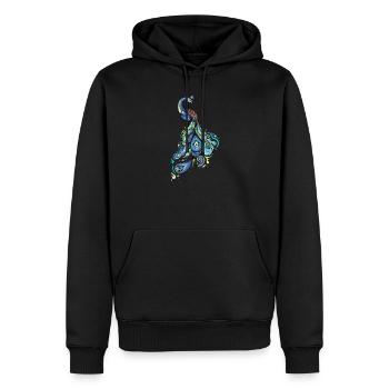 Pfau I Pfauenauge Peacock Motiv mit Pfauenfeder - Männer Premium Bio Hoodie - Schwarz - Vorne - Nico (187cm)