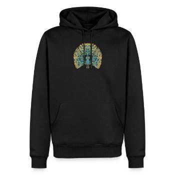 Pfau I Pfauenauge Peacock Motiv mit Pfauenfeder - Männer Premium Bio Hoodie - Schwarz - Vorne - Nico (187cm)