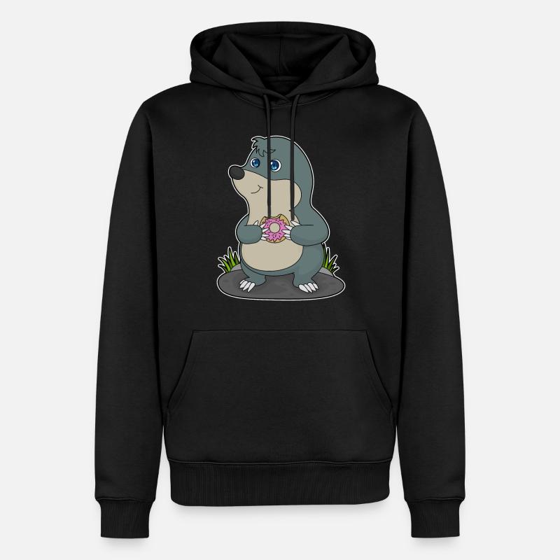 Maulwurf mit Donut - Männer Premium Bio Hoodie - Schwarz