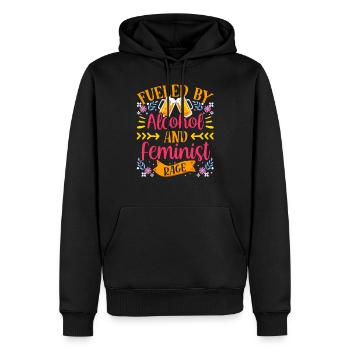 Driven by alcohol and feminist anger - Men’s Premium Organic Hoodie - black - Front - Nico (187cm)