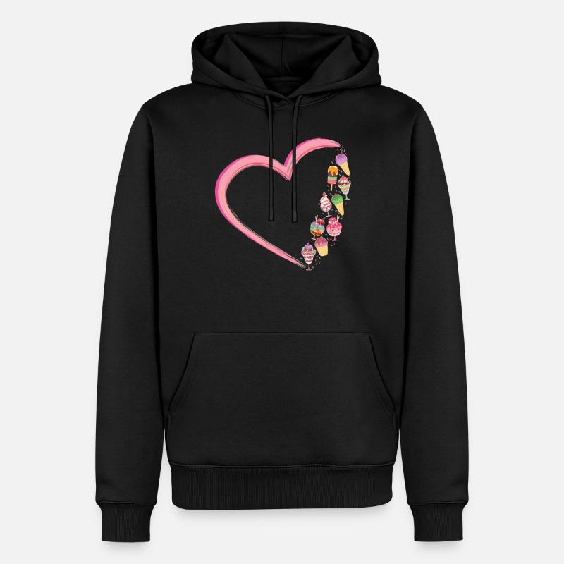 Crème glacée Heart Cone Popsicle - Sweat à capuche Premium bio Homme - noir