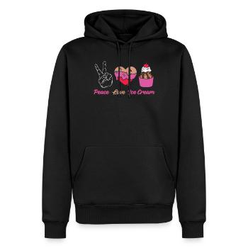 Cône de crème glacée Peace Love Ice - Sweat à capuche Premium bio Homme - noir - Devant - Nico (187cm)