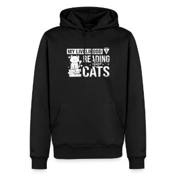 Mon gagne-pain est la lecture et les chats - Sweat à capuche Premium bio Homme - noir - Devant - Nico (187cm)