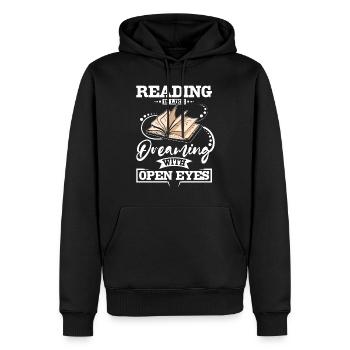 Lire, c’est comme rêver - Sweat à capuche Premium bio Homme - noir - Devant - Nico (187cm)