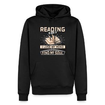 Lire où je perds la tête et trouve mon âme - Sweat à capuche Premium bio Homme - noir - Devant - Nico (187cm)